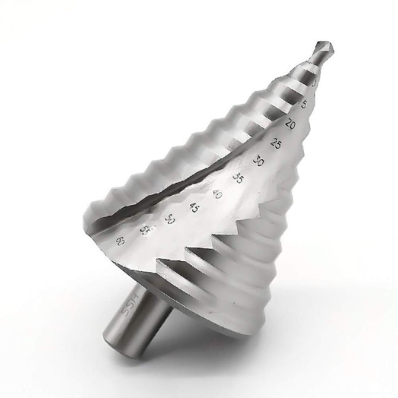 Meichoon Step Drill Bit Set Large HSS Spiral Groove 6-60mm 12 Steps Sizes, Cobalt Countersunk Drill Cone Drilling Tool Hole Cutting Enlarge Metal Sheet PVC Sheet Wood, Triangle Handle, DC18 - Image 3